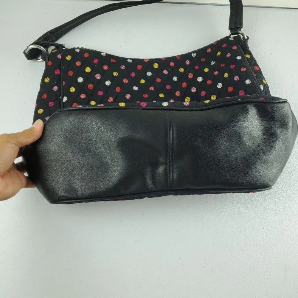Vera Bradley Vivian Hobo Bag Havana Dots 2 Outer Zip Pockets Black NWT